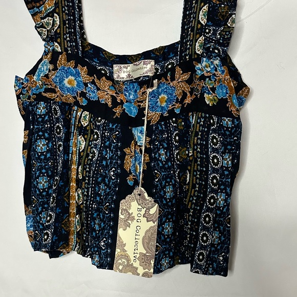 B.O.G Collective Sleepless Nights Navy Stripe Print Top Navy/Azure - Picture 7 of 8